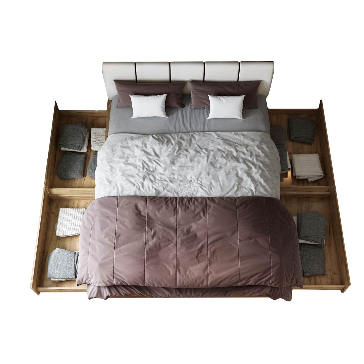 Pat Fox Tapitat + sertar x4, modul K, pal melaminat 16mm, stejar auriu, 171.4 x 211,