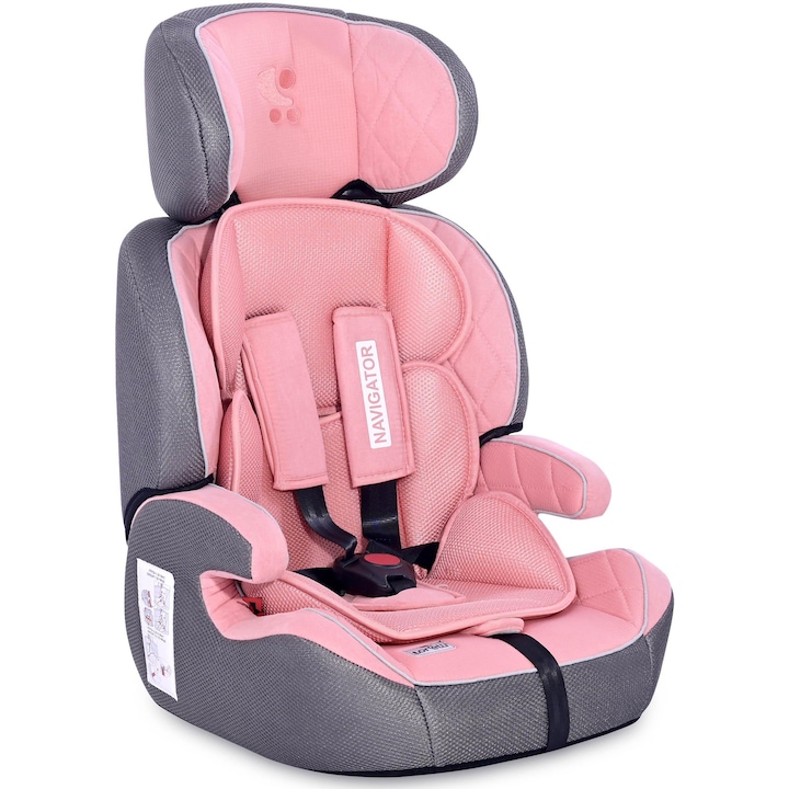 Lorelli Navigator Rose Velvet Autós gyerekülés, 9-36 kg, Rózsaszín