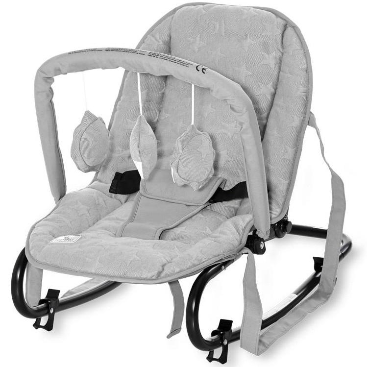 Fotoliu balansoar Lorelli Rock Star Luxe Cool Grey Stars, Gri