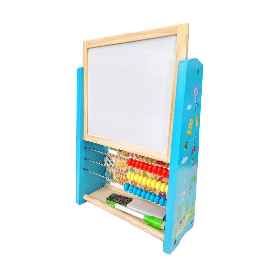Alfabetar multifunctional cu abac si tablita magnetica, creta, marker si burete, Unitoys