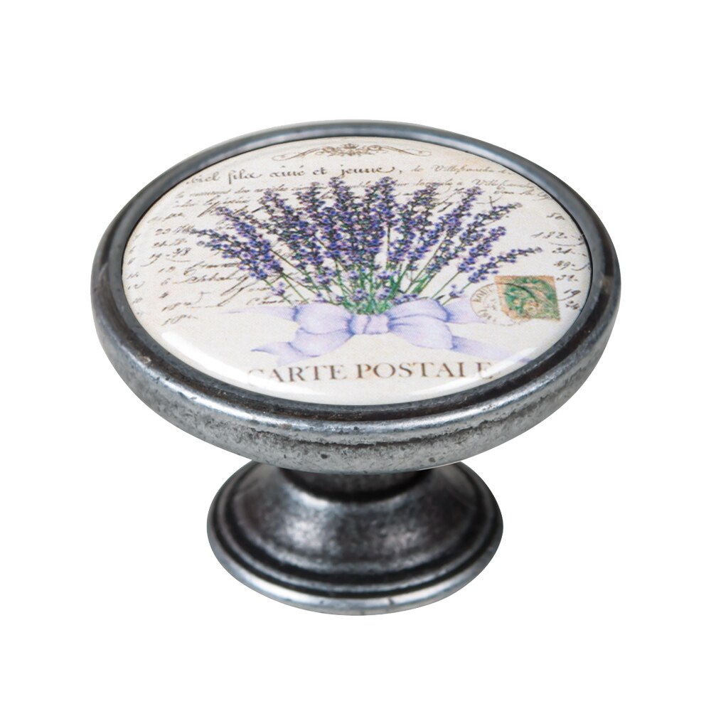 Buton pentru mobila, Lavender2 550PT47, finisaj argint invechit, D37 mm