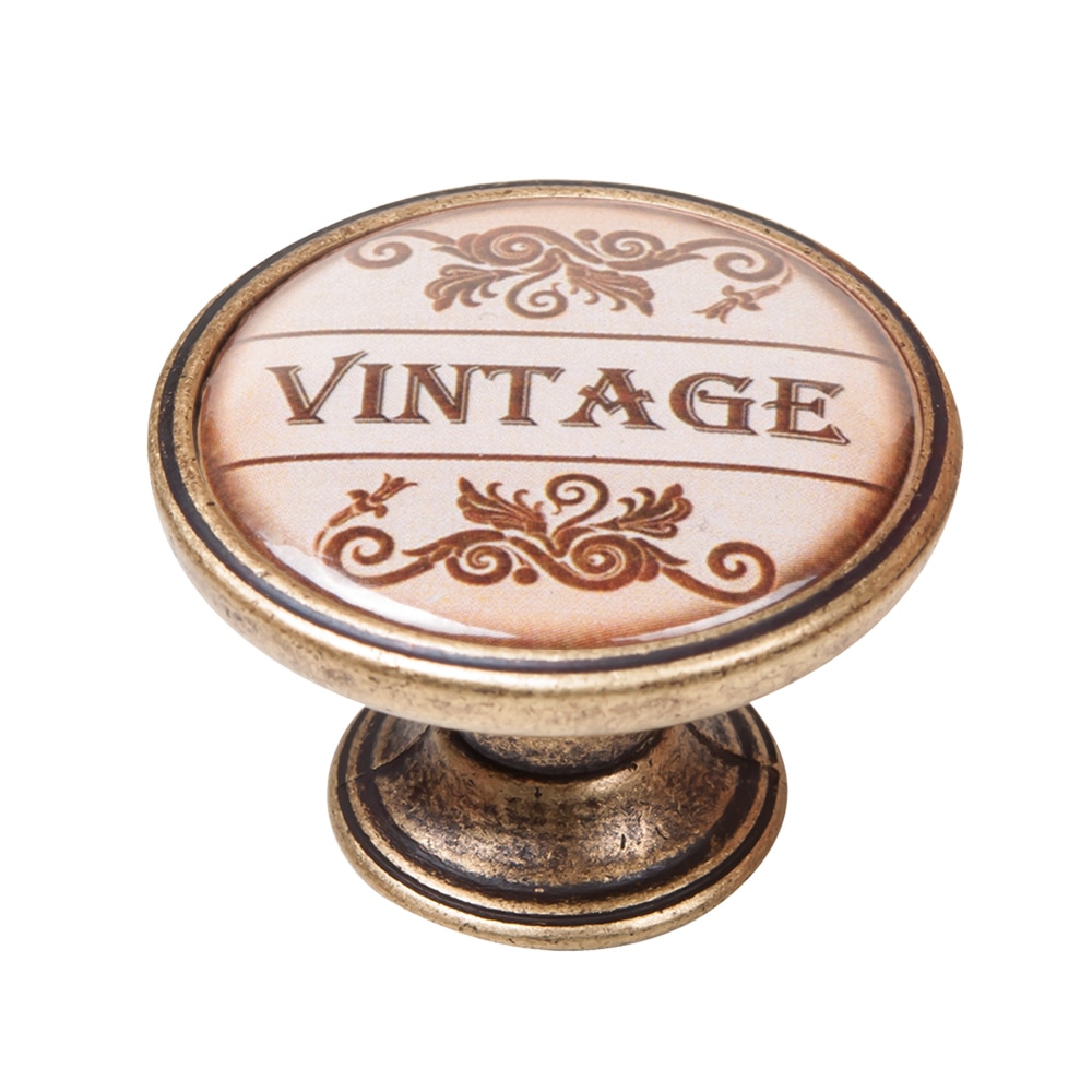 Buton pentru mobila, Vintage 550BR27, finisaj alama antichizata, D37 mm