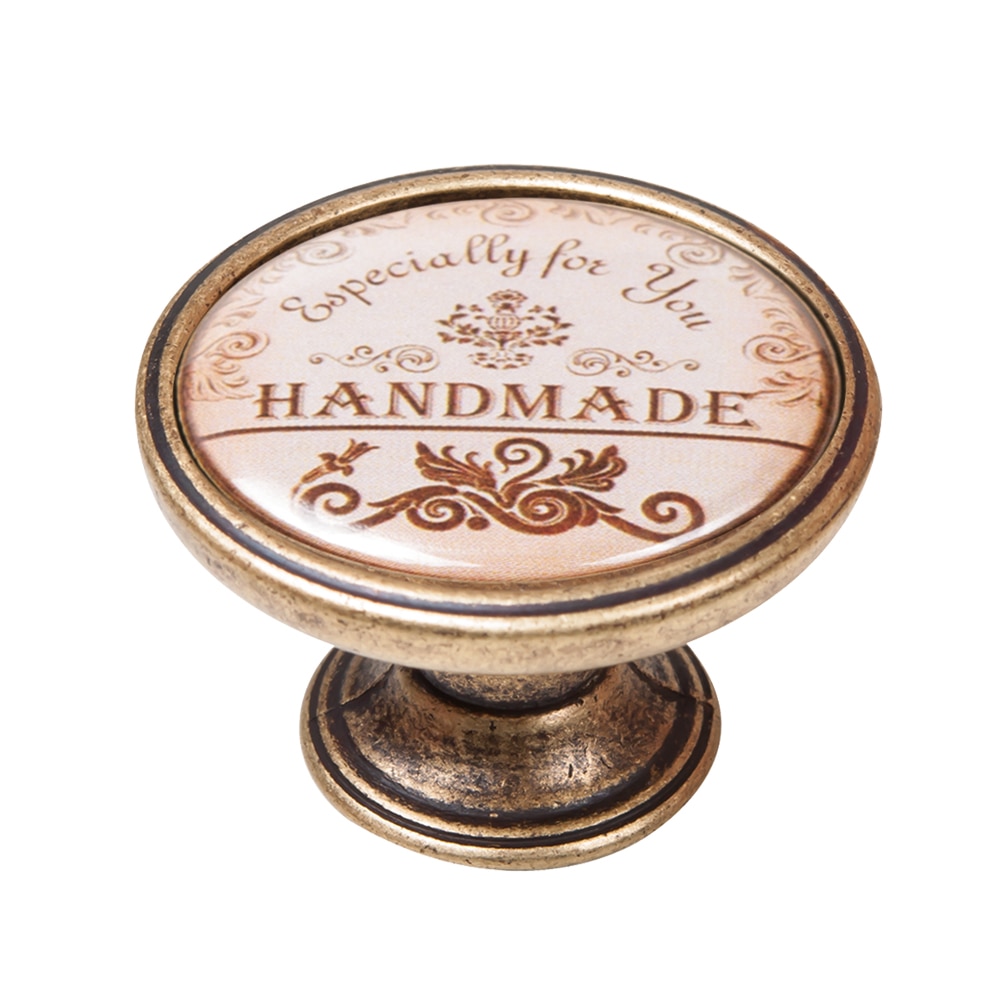 Buton pentru mobila, Handmade 550BR29, finisaj alama antichizata, D37 mm