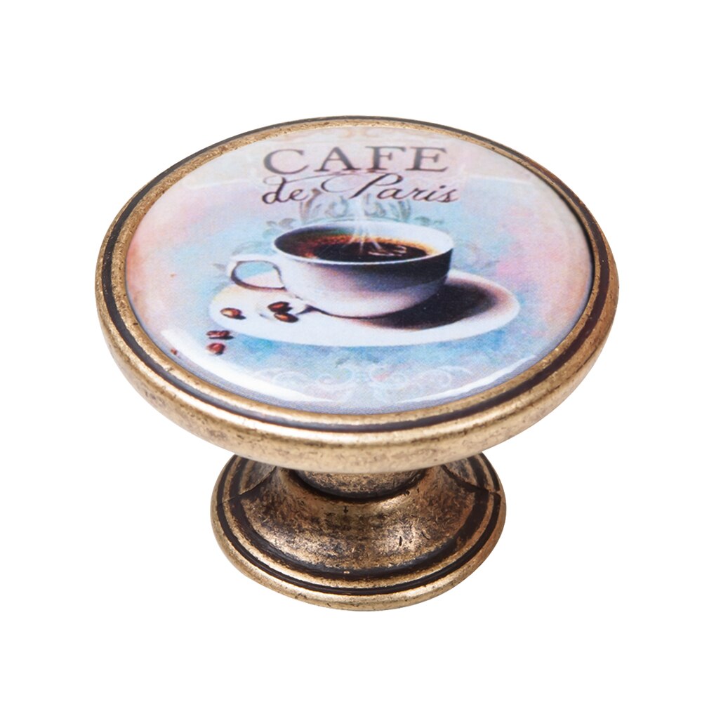 Buton pentru mobila, Cafe3 550BR63, finisaj alama antichizata, D37 mm