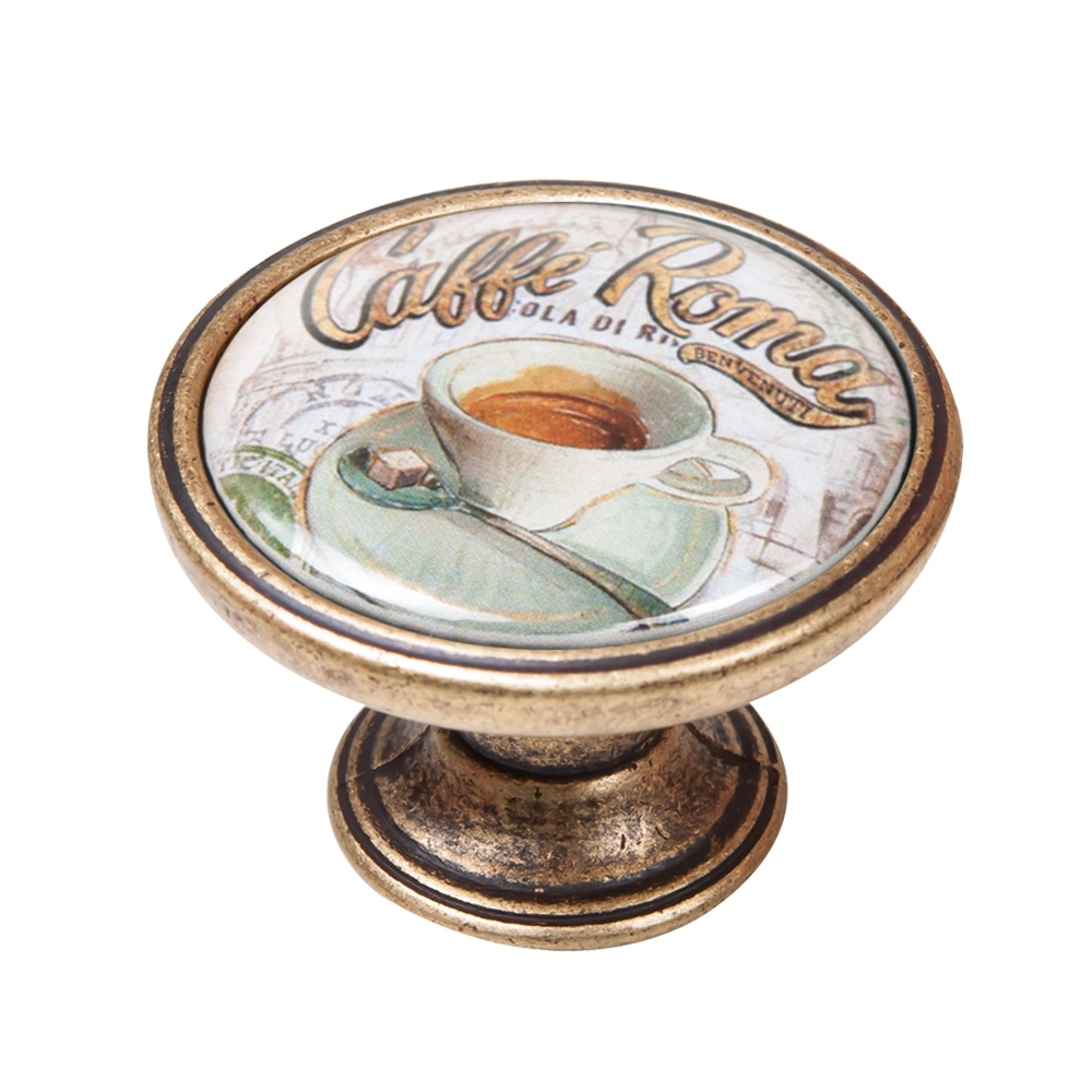 Buton pentru mobila, Cafe2 550BR62, finisaj alama antichizata, D37 mm