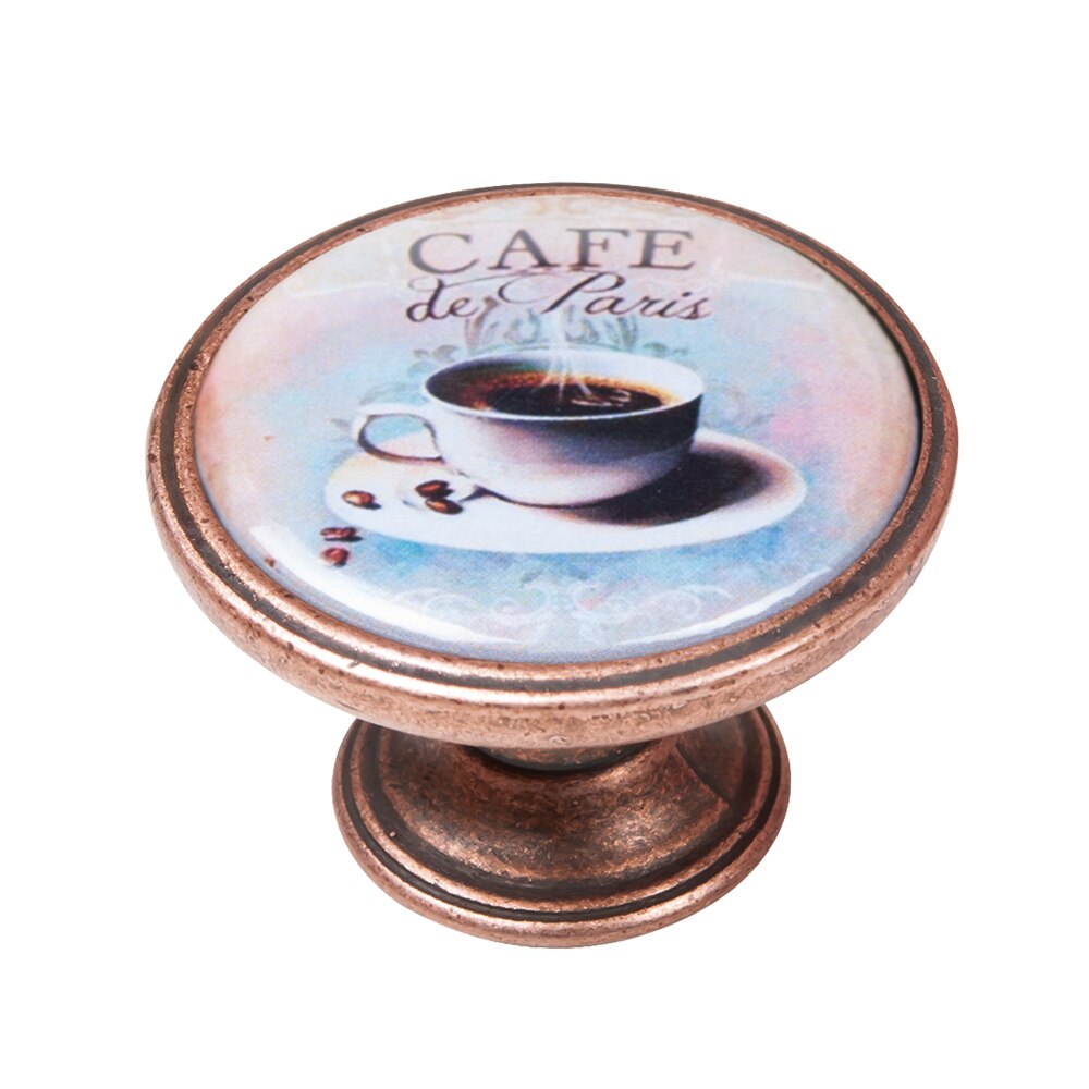 Buton pentru mobila, Cafe3 550CB63, finisaj cupru antichizat, D37 mm