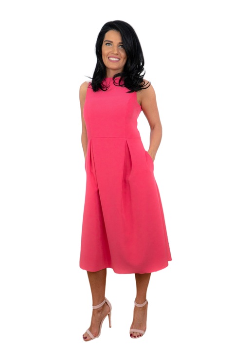 Rochie cu buzunare laterale, Roz