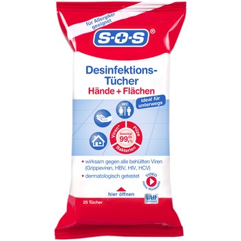 Servetele dezinfectante universale SOS, 25 buc Servetele dezinfectante universale SOS, 25 buc