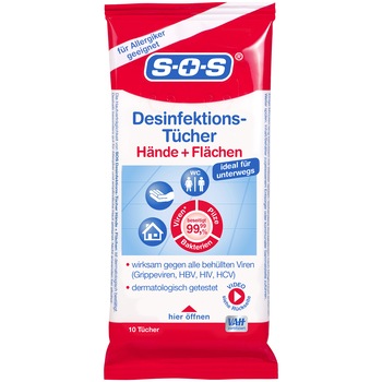 Servetele dezinfectante universale SOS, 10 buc Servetele dezinfectante universale SOS, 10 buc