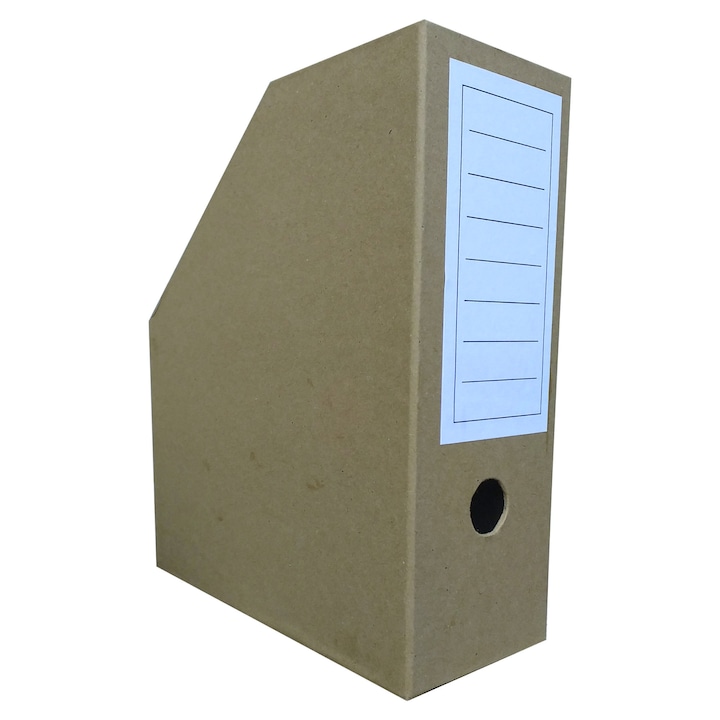 Set 6 Suport vertical documente, carton rigid mucava, Kraft, A4+, natur-maro, 100% reciclabil