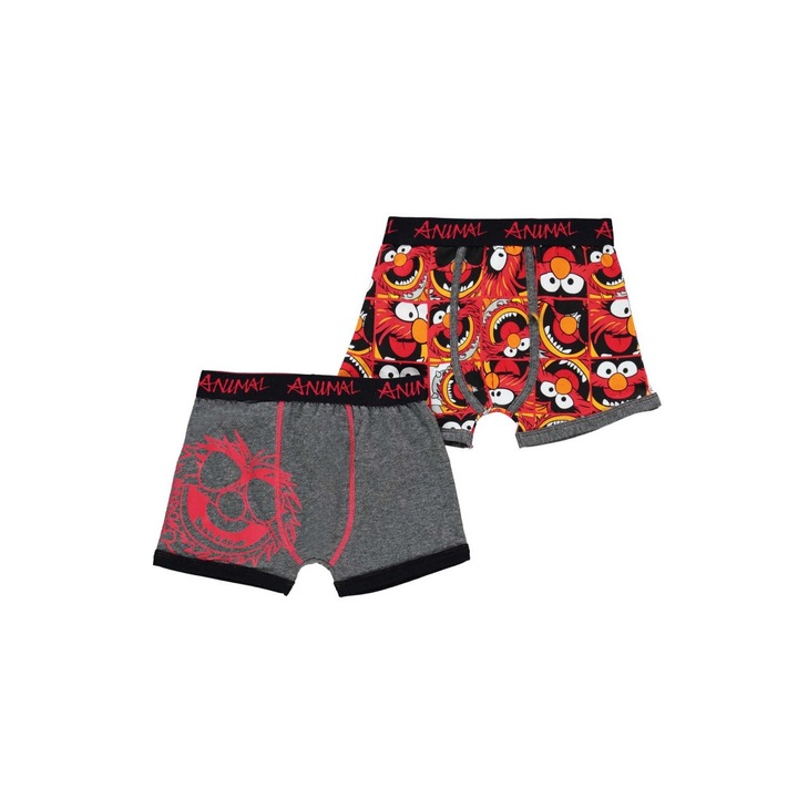 Детски боксери комплект Character 2PK Muppets, Сив/Червен, 5-6 Години