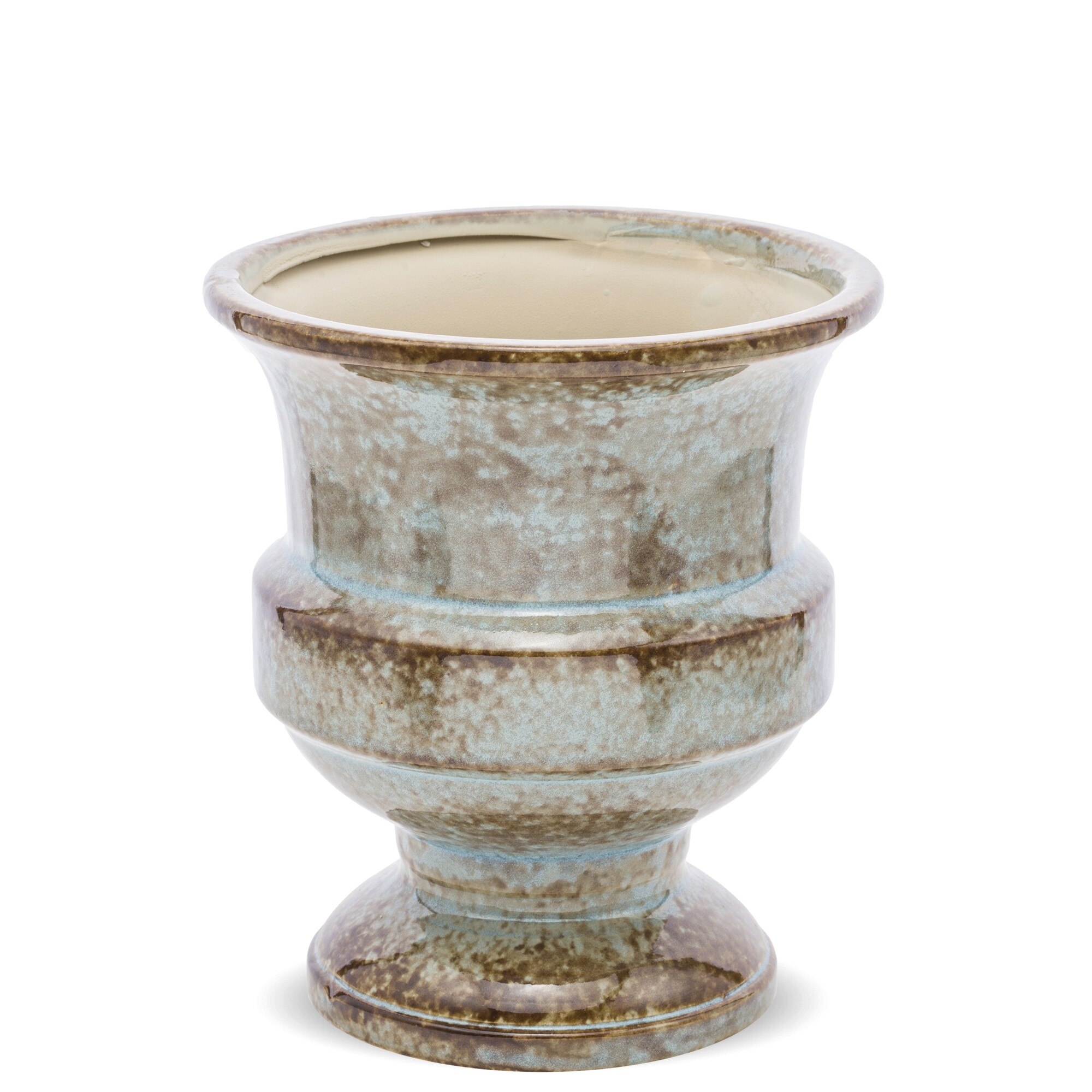 Ghiveci ceramica, albastru/maro, 17x15x15 cm