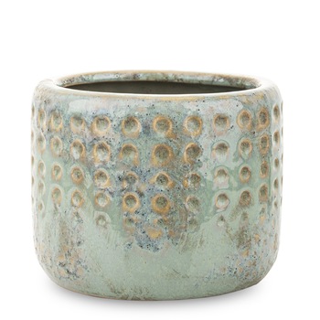 Ghiveci ceramic, verde antichizat, 12,5x15 cm Ghiveci ceramic, verde antichizat, 12,5x15 cm