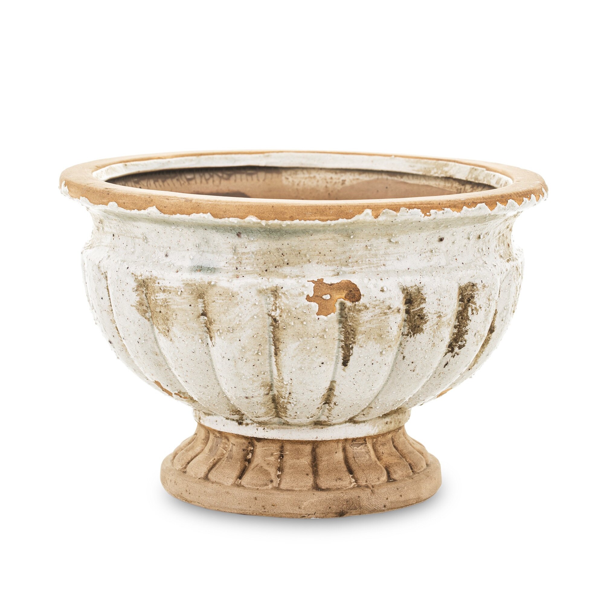 Vas ceramica, bej antichizat, 12x18x18 cm