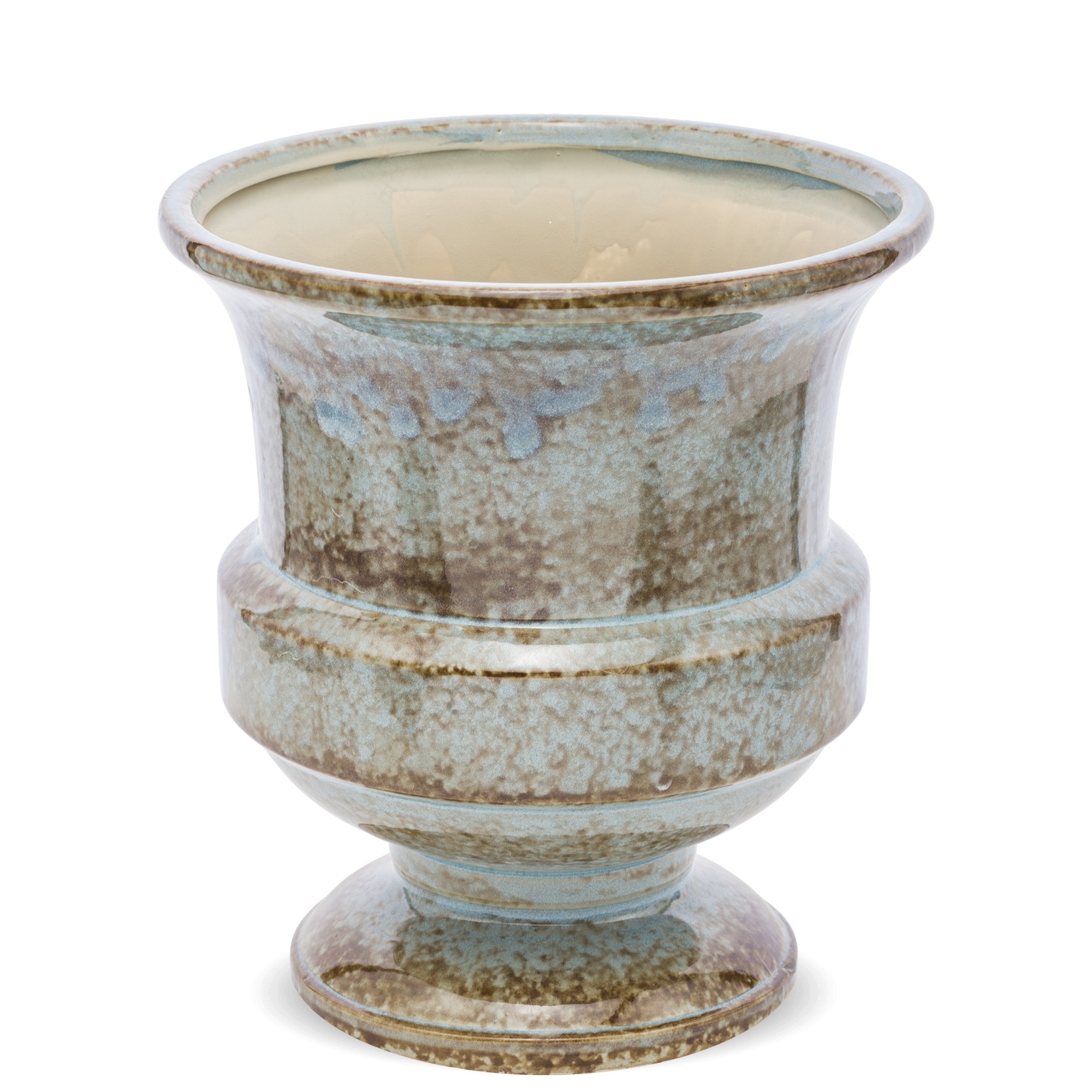 Ghiveci ceramica, albastru/maro, 20x18x18 cm