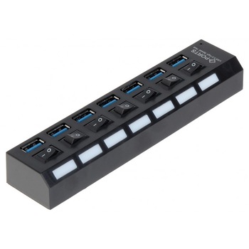 USB Hub Techstar® HB6, 3.0 High Speed, 7 Port USB 3.0, Buton On/Off, Conectiune USB 3.0 de mare viteza USB Hub Techstar® HB6, 3.0 High Speed, 7 Port USB 3.0, Buton On/Off, Conectiune USB 3.0 de mare viteza