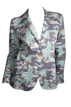 Sacou casual dama, verde pal, imprimeu army Sacou casual dama, verde pal, imprimeu army