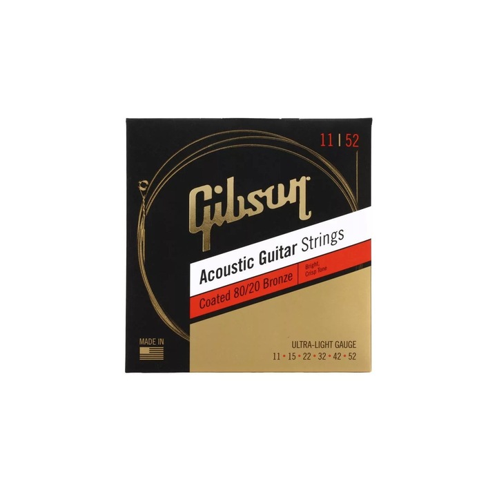 Set corzi chitara acustica Gibson Coated 80/20 Bronze 11-52