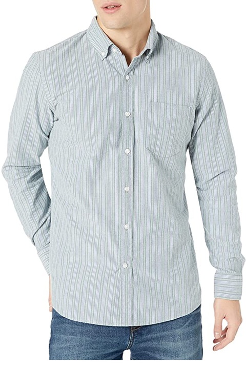 Cămașă cu mânecă lungă în dungi Goodthreads pentru bărbați, Verde