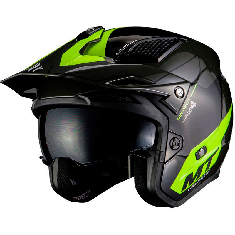 Casca moto Mt Helmets, District Sv Summit, Tehnologie HIRP, Negru/Verde