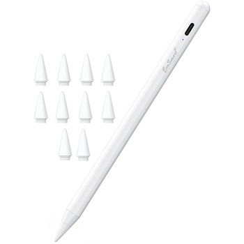 Stylus iPad Touch Pen EvoSmart™ TP Profesional cu 10 penite, Pix Pentru iPad Apple, Touch Control, Fara Lag, Functie de Respingere a Palmei, Functie Tilt, Pencil Magnetic, USB-C, Penite POM anti-zgarietura, Alb Stylus iPad Touch Pen EvoSmart™ TP Profesional cu 10 penite, Pix Pentru iPad Apple, Touch Control, Fara Lag, Functie de Respingere a Palmei, Functie Tilt, Pencil Magnetic, USB-C, Penite POM anti-zgarietura, Alb