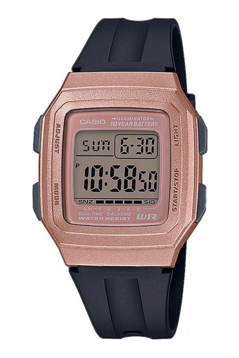 Casio, Унисекс часовник със силиконова каишка, Черен/Розов