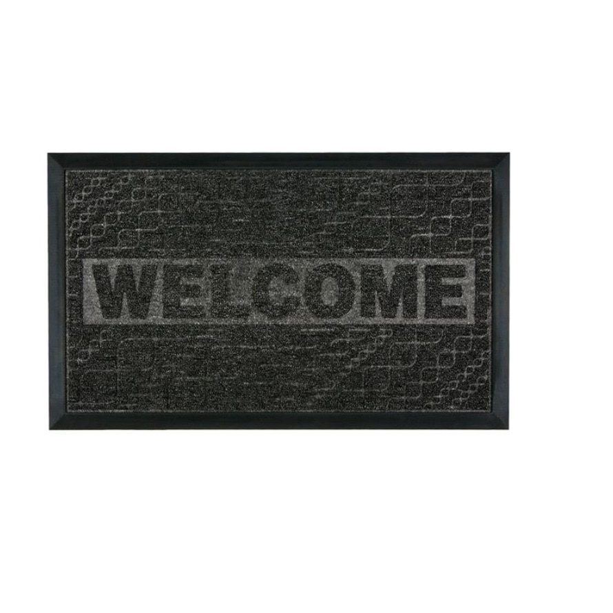 Covoras de intrare cu suprafata antiderapanta, WELCOME DOOR MATT, Negru, 75x45 cm