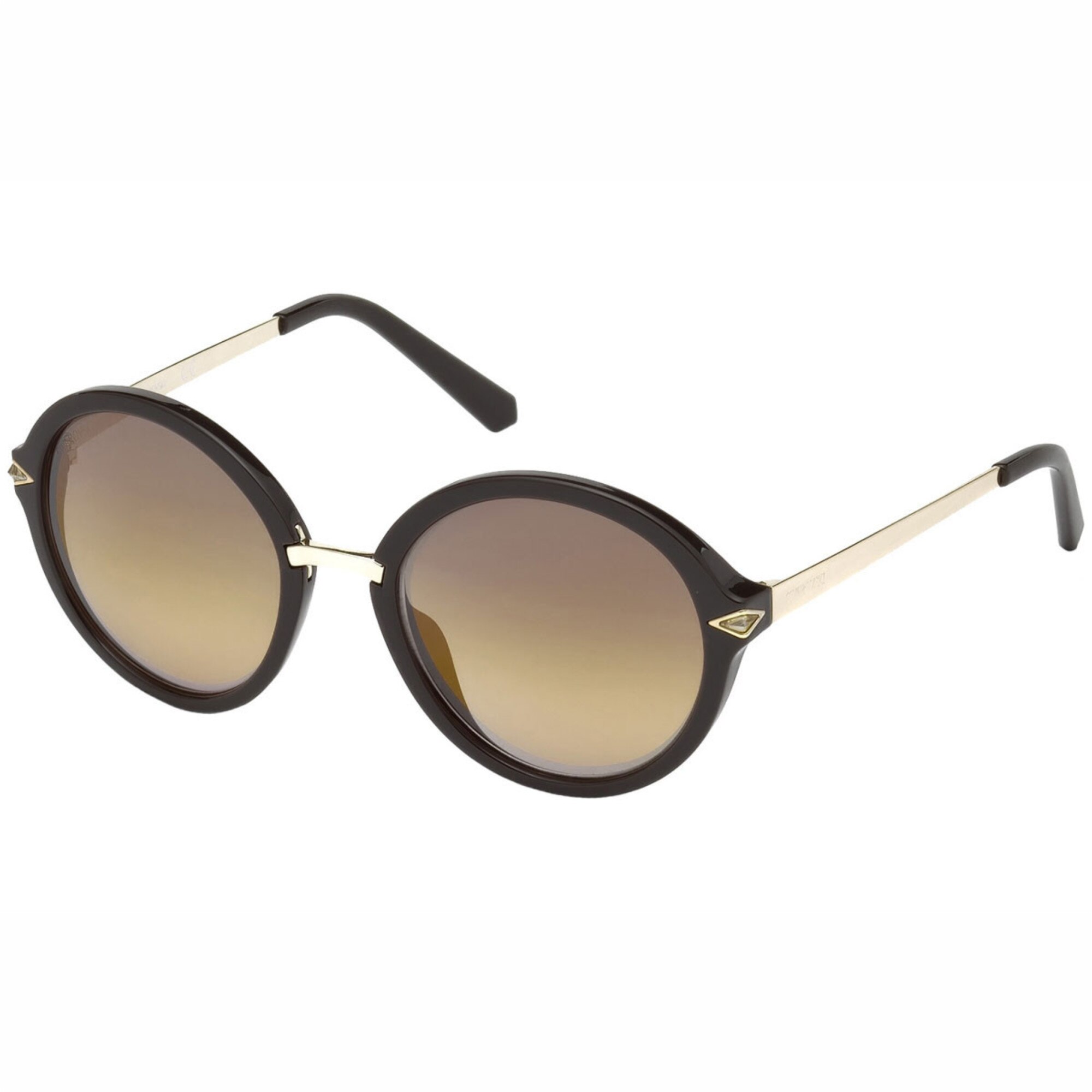 Ochelari de soare dama Round Dark Brown/Gold/Brown Mirrored SK0153/S-48G