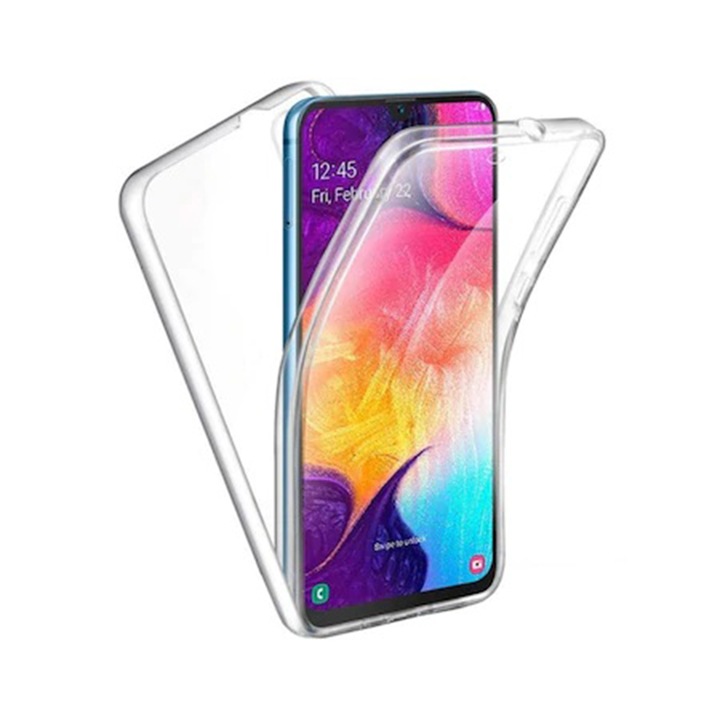 360 védőburkolat Samsung Galaxy A20e-hez, IAO Optim Coverage, Teljes védelem (elöl-hátsó), átlátszó