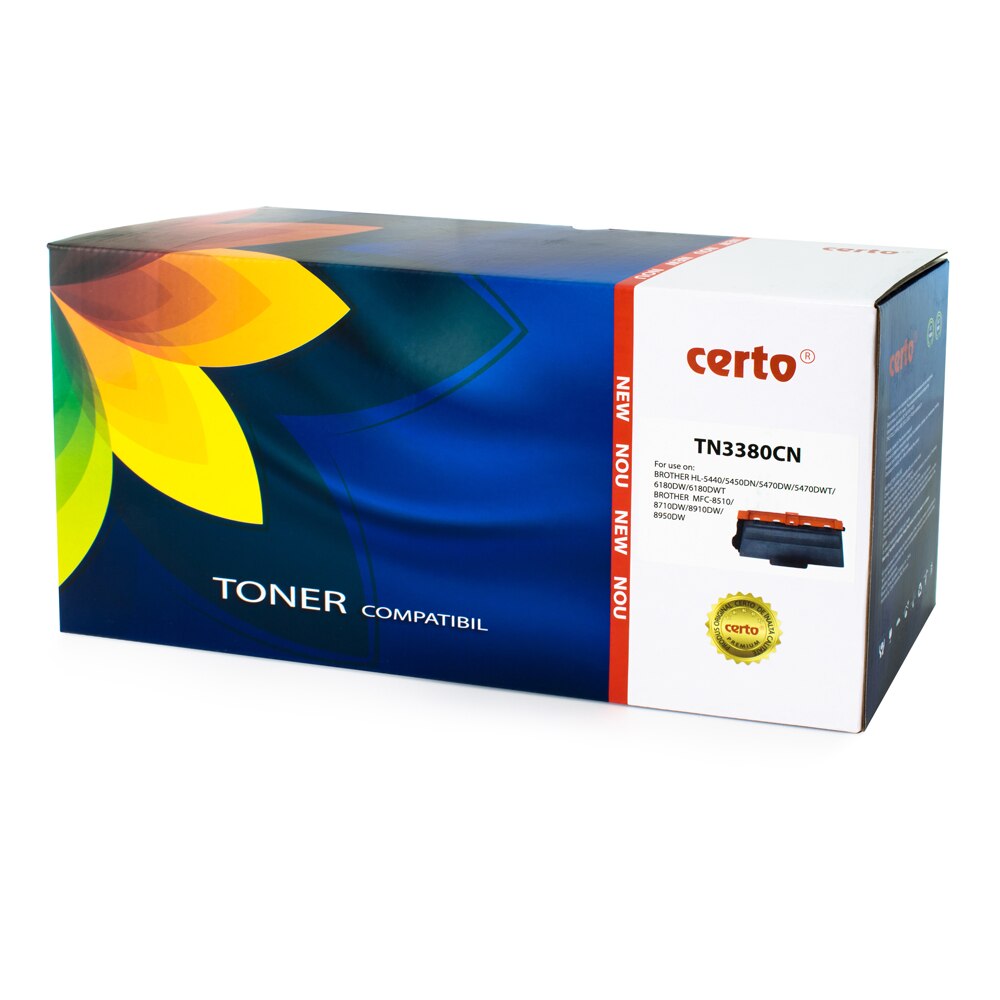 Cartus toner Certo compatibil cu TN3380, 8000 pagini, Negru