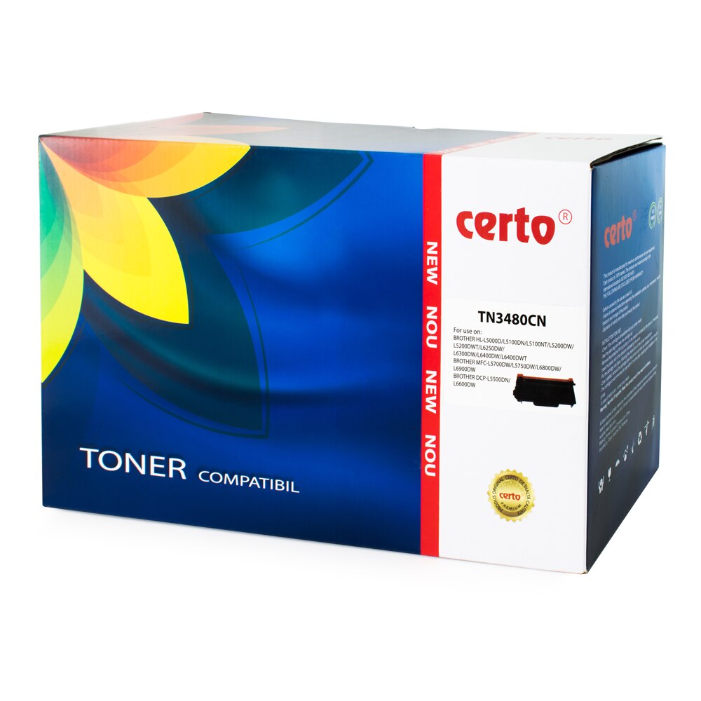 Cartus toner Certo compatibil cu TN3480, 8000 pagini, Negru