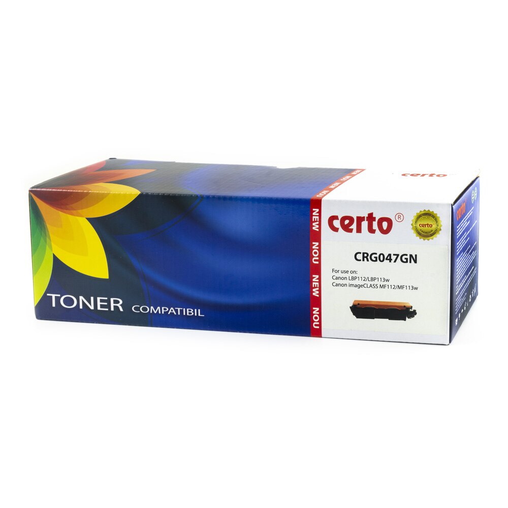 Cartus toner Certo compatibil cu CRG047, 1600 pagini, Negru