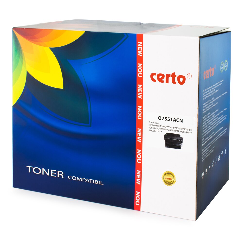 Cartus toner Certo compatibil cu Q7551A 6500 pagini, Negru