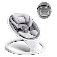Leagan Electric EvoSmart™ SW, Multifunctional Pentru Bebelusi cu Acoperis Rabatabil Si Plasa Protectie Tantari, Conexiune Bluetooth, 5 Trepte Balansoar, Telecomanda, Jucarii si Melodii, Functie EasyTouch