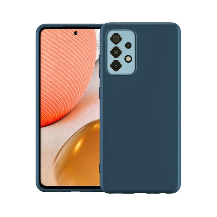 Husa protectie compatibila cu Samsung Galaxy A72, ultra slim, silicon Bleumarin, Albastru inchis cu interior de catifea, protectie camera, PlanetPhone