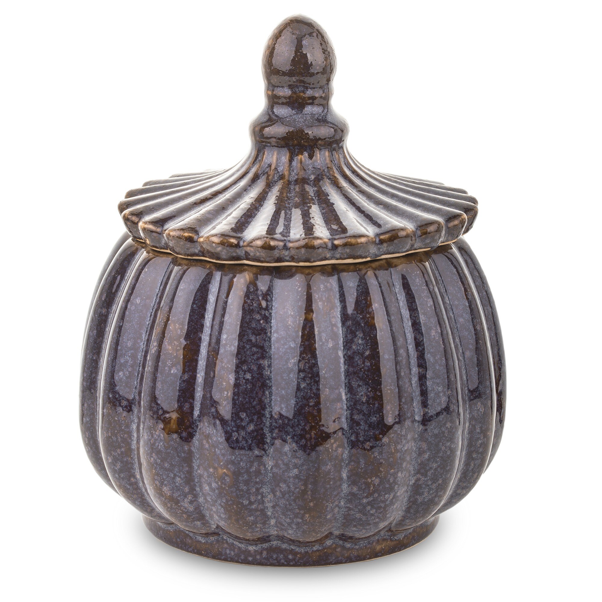 Bol ceramica cu capac, mov/maro, 21x16x16 cm