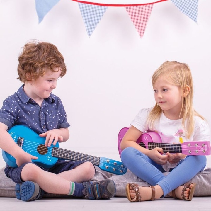 Детска дървена китара Bigjigs, Синя