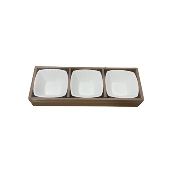 Set 3 platouri servire patrate Koopman-Excellent Houseware, ceramica, 9x9x4.3 cm, alb Set 3 platouri servire patrate Koopman-Excellent Houseware, ceramica, 9x9x4.3 cm, alb