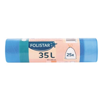 Saci menajeri cu banda Folistar, 35l, 25 buc, albastri Saci menajeri cu banda Folistar, 35l, 25 buc, albastri