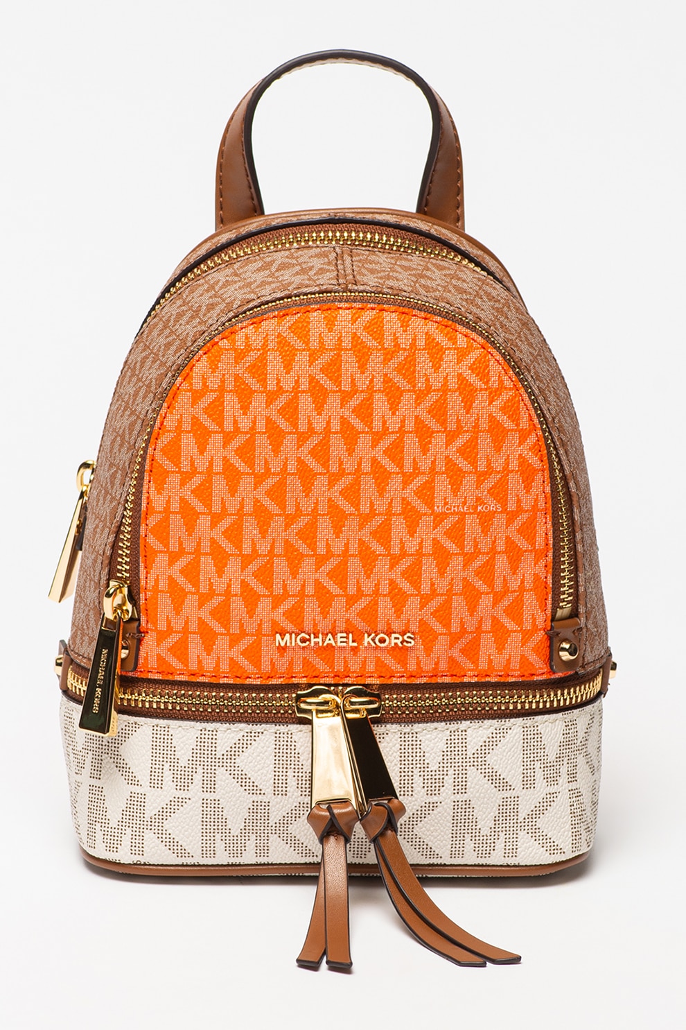 Michael Kors, Rucsac cu monograma Rhea, Oranj mandarina/Maro