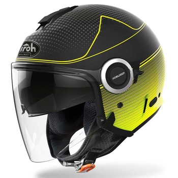 Casca pentru motociclete/scutere, Airoh, Helios Map, HRT, Negru/Galben Casca pentru motociclete/scutere, Airoh, Helios Map, HRT, Negru/Galben