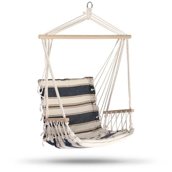 Hamac tip Scaun Lagos pentru Casa, Gradina, Curte, bare din lemn, Negru/bej Hamac tip Scaun Lagos pentru Casa, Gradina, Curte, bare din lemn, Negru/bej