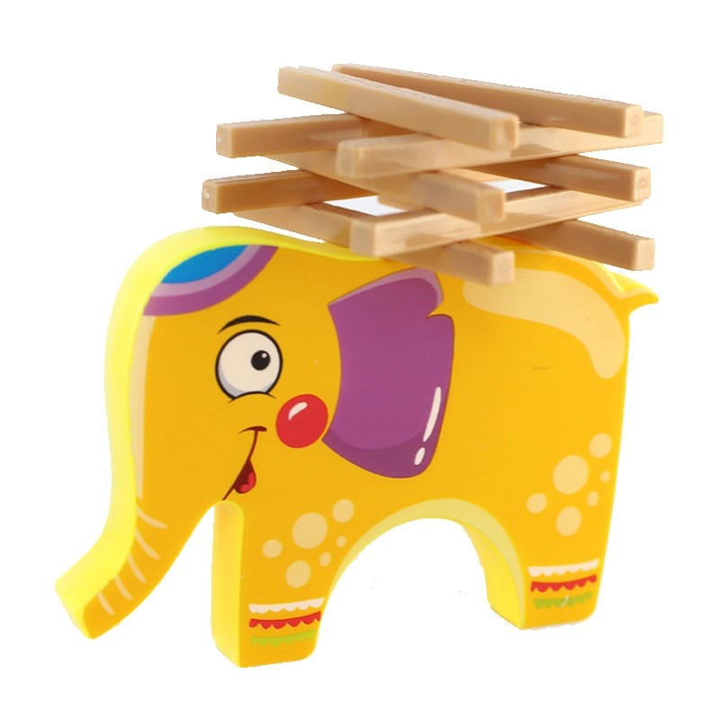 Joc de echilibru din lemn , 60 piese , 1-4 jucatori , Galben , 3 ani +