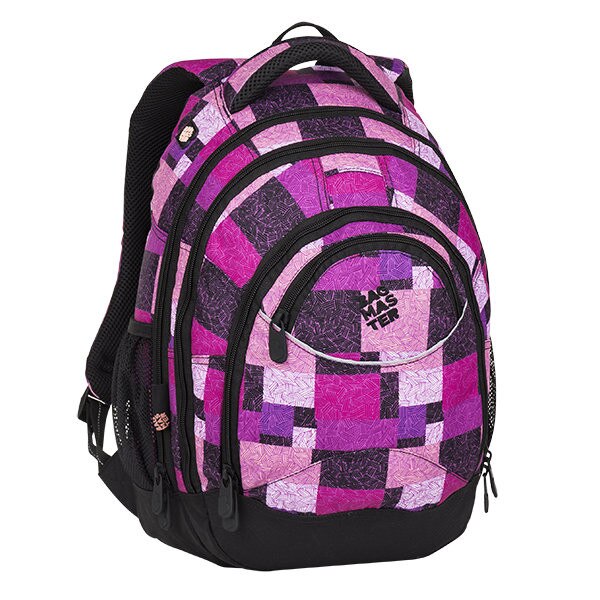 Rucsac Fete, Bagmaster, ENERGY 8 D, Negru/Roz/Violet, 3 Compartimente, 47 x 33 x 26 cm