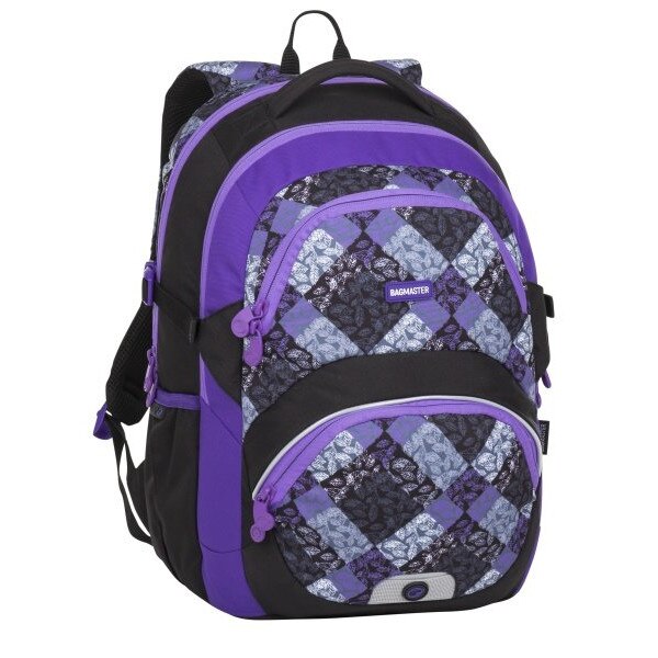 Rucsac Fete, Bagmaster, THEORY 8 B, Negru/Violet/Gri Compartimente, 2, 44.5 x 30 x 22 cm