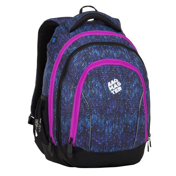 Rucsac Fete/Baieti, Bagmaster, SUPERNOVA 8 A, Negru/Albastru/Roz, 3 Compartimente, 47 x 33 x 26 cm