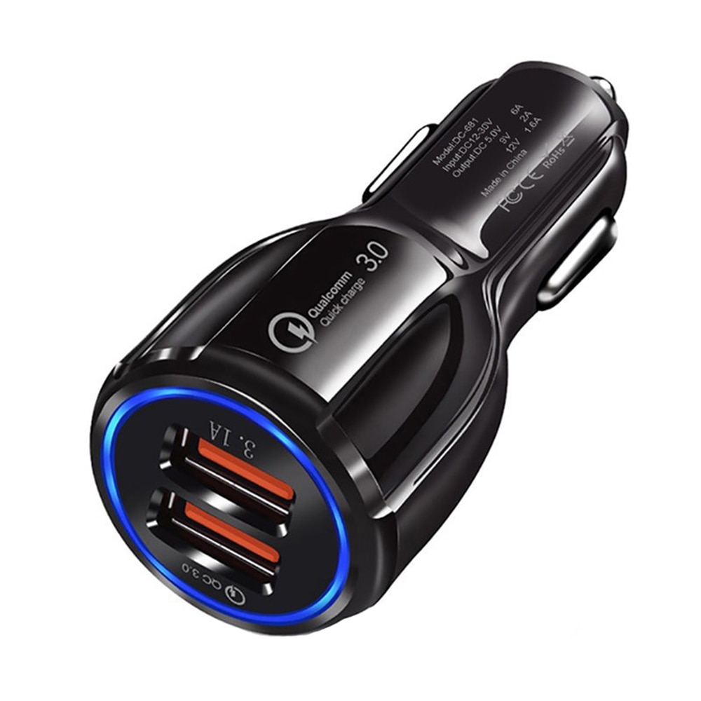 Incarcator auto Dual Fast Charge Qualcomm, Negru