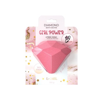 Bomba de baie, La PIEL, Girl Power, Aroma de trandafiri, Inel cadou inclus, Roz, 180 g Bomba de baie, La PIEL, Girl Power, Aroma de trandafiri, Inel cadou inclus, Roz, 180 g