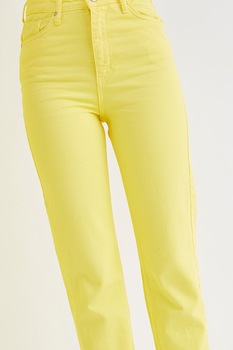 Trendyol, Blugi bootcut cu terminatie franjurata, Galben Trendyol, Blugi bootcut cu terminatie franjurata, Galben