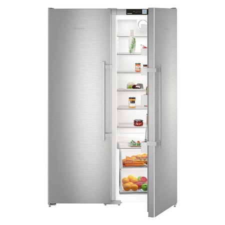 Side by Side Liebherr SBSef 7242, 634 L, Super Frost, NoFrost, Super Cool, FrostSafe, Clasa F, H 185.2 cm, Inox